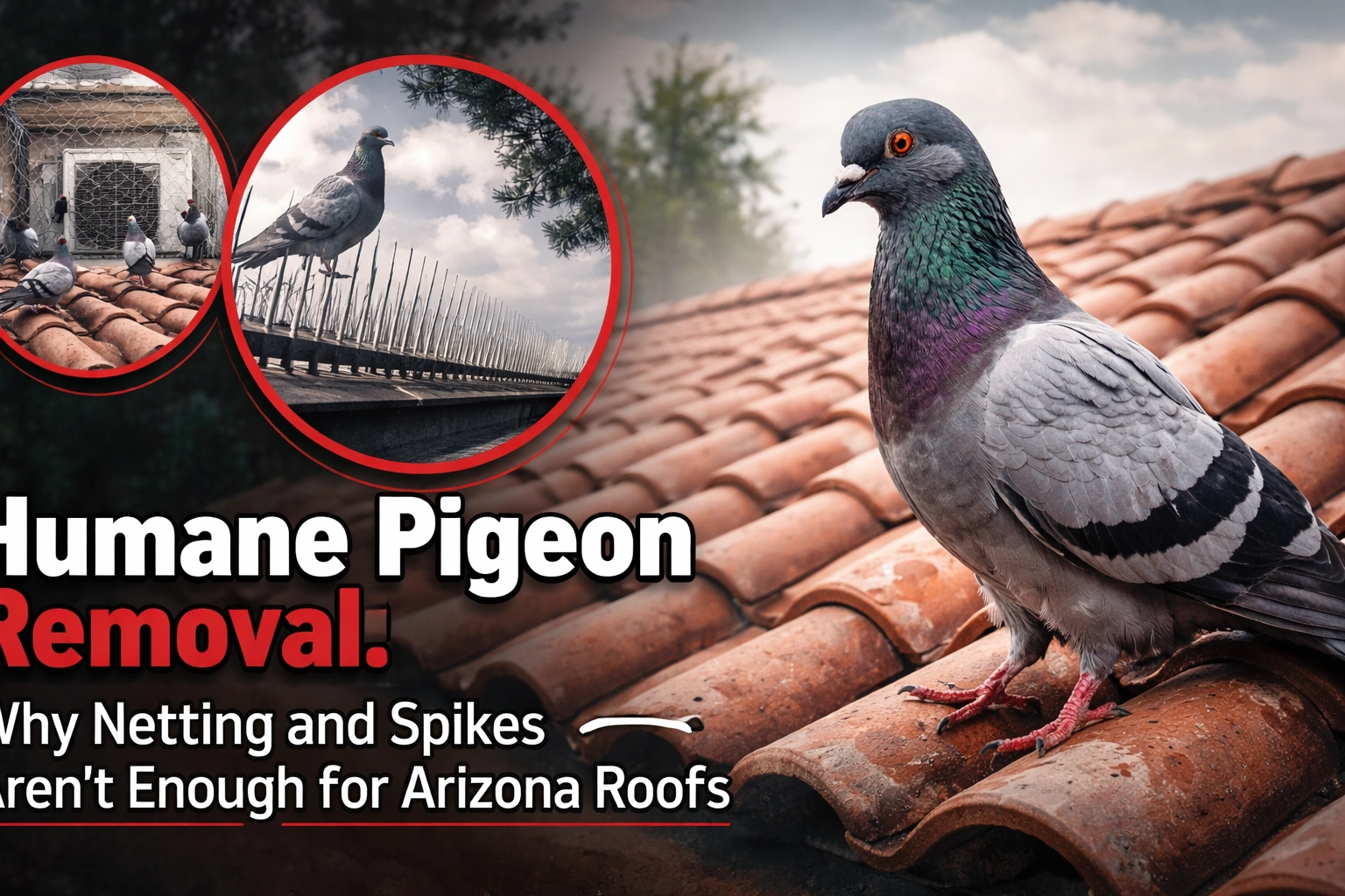 Humane Pigeon Removal: Why Netting and Spikes Aren’t Enough for Arizona Roofs